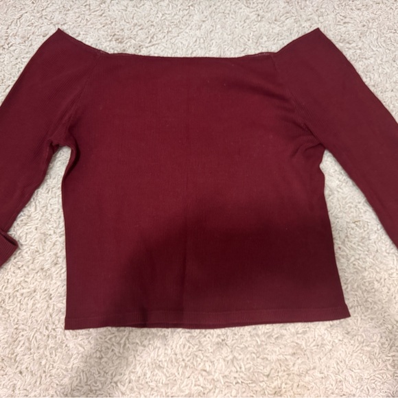 Brandy Melville Burgundy Off-Shoulder Top - Picture 1 of 2